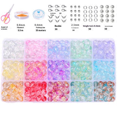 Glass Jelly Double Crystal Round Beads Material Package Handmade Diy Bracelet Accessories Set Box String Beads Materials
