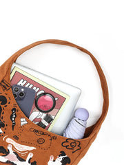 Retro Shoulder Puppy Printed Large Capacity Casual Canvas Bag - Fashionner
