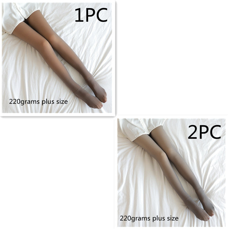 Fake Translucent Plus Size Leggings Fleece Lined Tights Fall And Winter Warm Fleece Pantyhose Women Fleece Lined Pantyhose Thermal Winter Tights - Fashionner