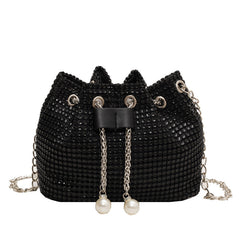 Women's Crossbody Rhinestone Bucket Bag - Fashionner