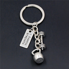 Mini Sports Equipment Keychain Dumbbell Weightlifting Unique Key Pendant