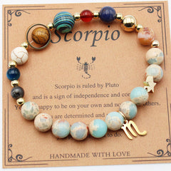 Twelve Constellations Bracelets Natural Stone Beaded Eight Planets
