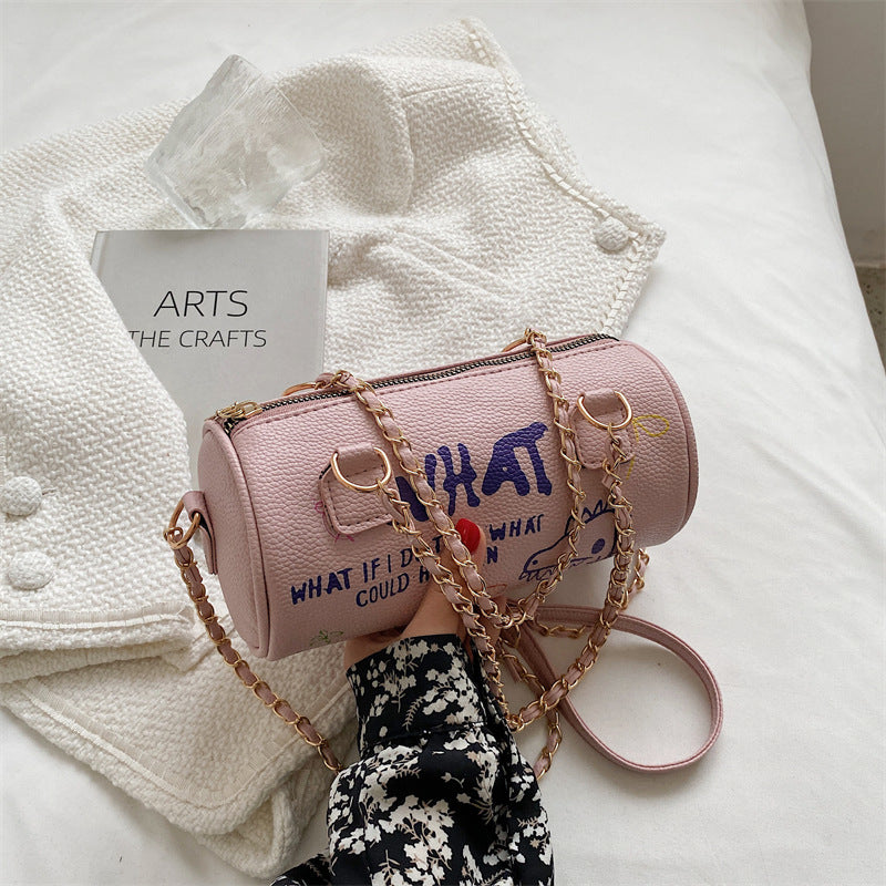Small Handbags Women's Bag Cylinder Graffiti Shoulder - Fashionner