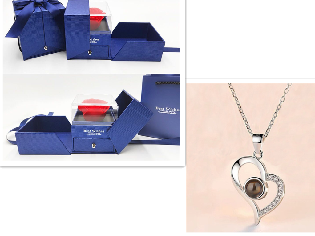 Hot Valentine's Day Gifts Metal Rose Jewelry Gift Box Necklace For Wedding Girlfriend Necklace Gifts - Fashionner