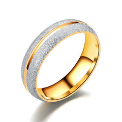 Titanium Steel Diamond Frosted Couple Ring