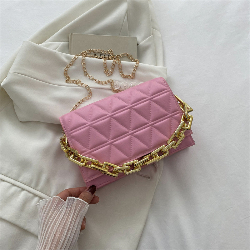 Solid Color Simple Chain Shoulder Bag - Fashionner
