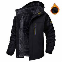 Winter Hooded Jacket Fashion Casual Warm Fleece Coat Windproof Rainproof Parka Windbreaker Men's Top