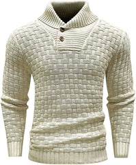 Men's Slim Turtleneck Sweater With Button Design Fashion Casual Solid Color Pullover Top Clothing