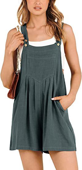 Women's Short Overalls Summer Casual Adjustable Strap Loose Short Bib Overalls Jumpsuit Rompers - Fashionner