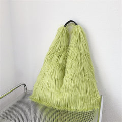 Water Wool One-shoulder Tote Plush Bag - Fashionner
