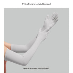 Nylon Ice Silk Long Sun Protection Ice Sleeve Gloves Women's UV Protection Sleeves Sun Protection Summer Long Arm Guard