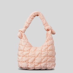 Simple Quilted Bubble Texture Cloud Pleated Handbag For Women - Fashionner