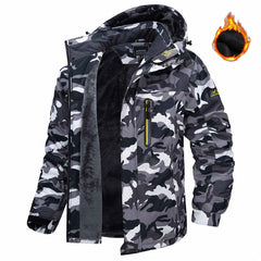 Winter Hooded Jacket Fashion Casual Warm Fleece Coat Windproof Rainproof Parka Windbreaker Men's Top