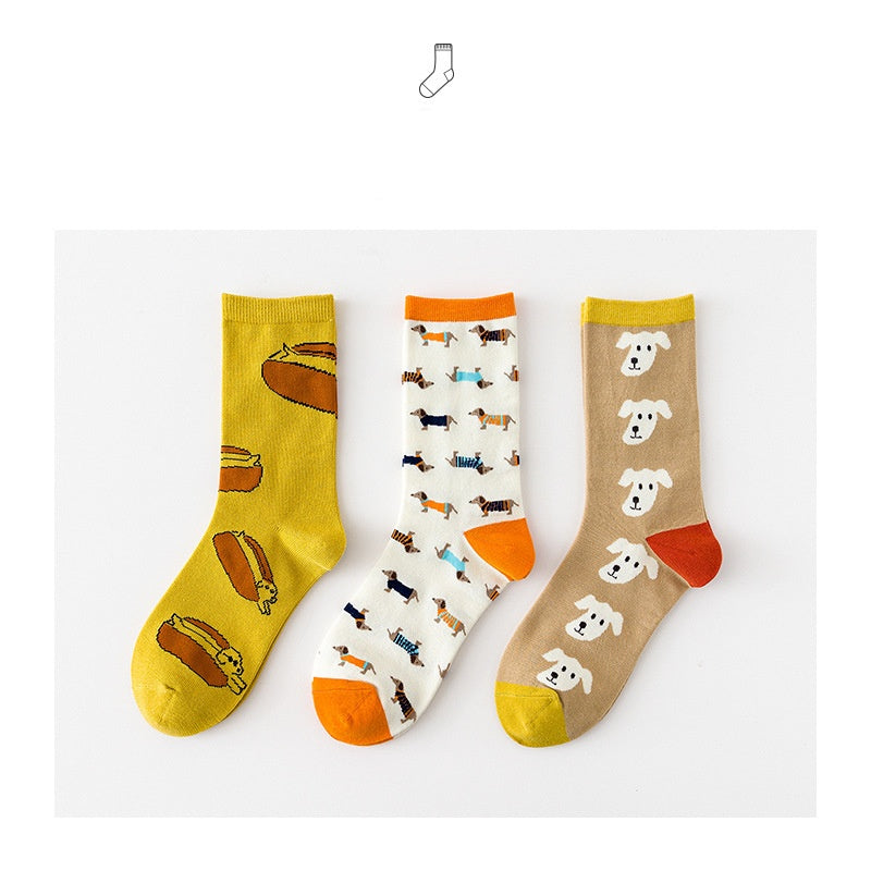 Minimalist Printed Cute Women's Mid Length Socks - Fashionner