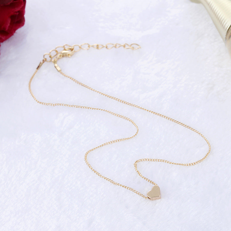 Simple Fashion Gold Color Double-sided Love Pendant Necklaces Clavicle Chains Necklace Women Jewelry Valentines Day Gift - Fashionner