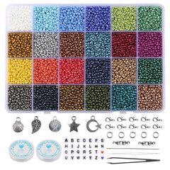 Household Glass Color Loose Beads 24 Colors Set