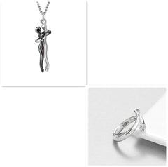 Love Hug Necklace Unisex Men Women Couple Jewelry Simple Temperament Clavicle Chain Valentines Day Lover Gift - Fashionner
