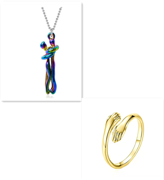 Love Hug Necklace Unisex Men Women Couple Jewelry Simple Temperament Clavicle Chain Valentines Day Lover Gift - Fashionner