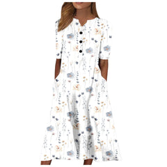 Women's Long Sleeve Long Printed Dress - Fashionner