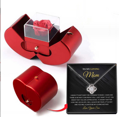Fashion Jewelry Box Red Apple Christmas Gift Necklace Eternal Rose For Girl Mother's Day Valentine's Day Gifts With Artificial Flower Rose Flower Jewelry Box - Fashionner