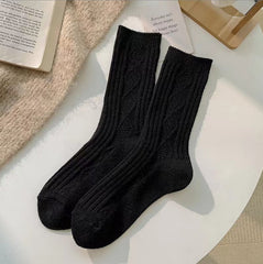 Women's Fashion Rhombus Wool Socks - Fashionner