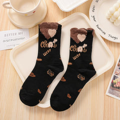 Women's Fashionable Hundred Feather Yarn Bear Mid Calf Socks - Fashionner