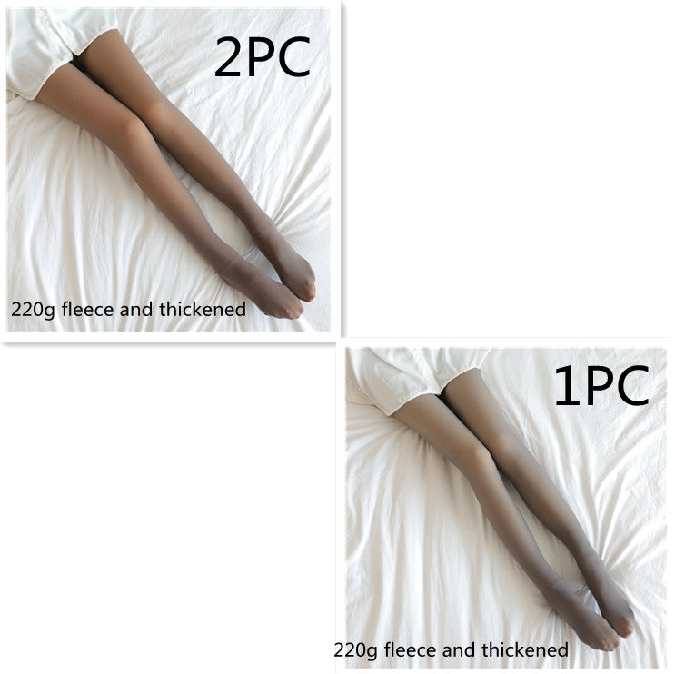 Fake Translucent Plus Size Leggings Fleece Lined Tights Fall And Winter Warm Fleece Pantyhose Women Fleece Lined Pantyhose Thermal Winter Tights - Fashionner