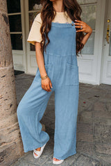 Fashion Square Neck Jumpsuit With Pockets Spring Summer Casual Solid Color Loose Overalls Womens Clothing - Fashionner