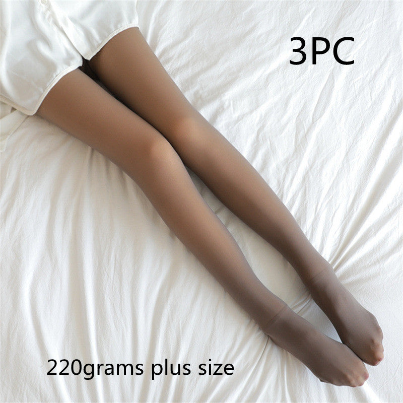 Fake Translucent Plus Size Leggings Fleece Lined Tights Fall And Winter Warm Fleece Pantyhose Women Fleece Lined Pantyhose Thermal Winter Tights - Fashionner