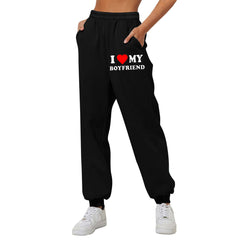 I Love MY BOYFRIEND Printed Trousers Casual Sweatpants Men And Women Sports Pants - Fashionner