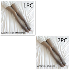 Fake Translucent Plus Size Leggings Fleece Lined Tights Fall And Winter Warm Fleece Pantyhose Women Fleece Lined Pantyhose Thermal Winter Tights - Fashionner
