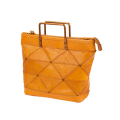 All-match Geometric Stitched Cowhide Women's Bag Work Commute Literary Handbag - Fashionner