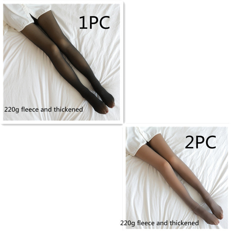 Fake Translucent Plus Size Leggings Fleece Lined Tights Fall And Winter Warm Fleece Pantyhose Women Fleece Lined Pantyhose Thermal Winter Tights - Fashionner