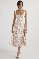 New Women's Floral Print Dress With Straps - Fashionner