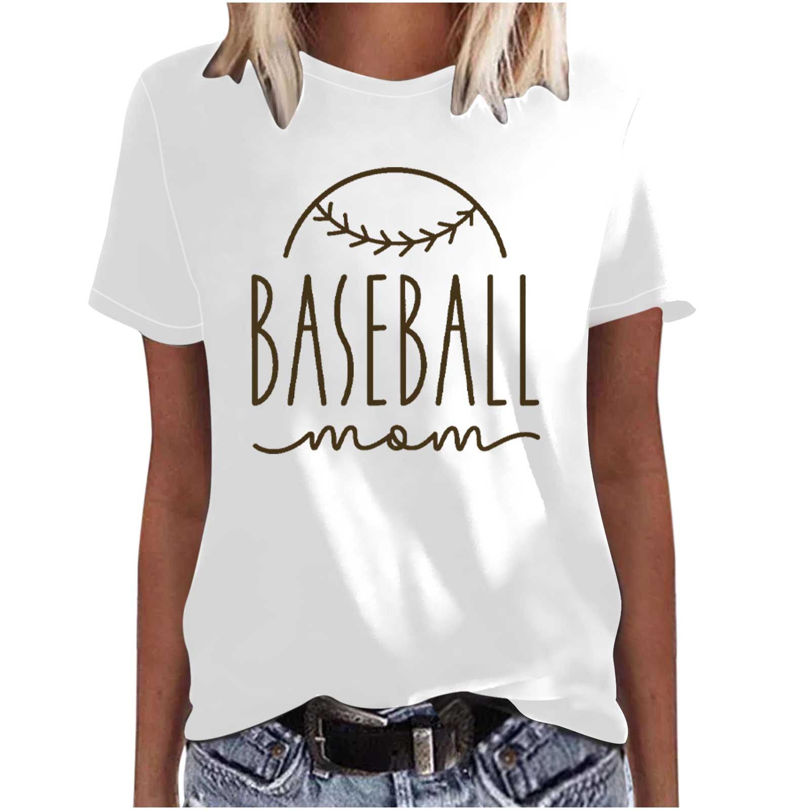 Mother's Day Baseball Women's Various Styles Loose-fitting Pullover Round-neck Short-sleeved T-shirt - Fashionner
