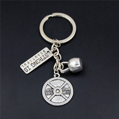 Mini Sports Equipment Keychain Dumbbell Weightlifting Unique Key Pendant