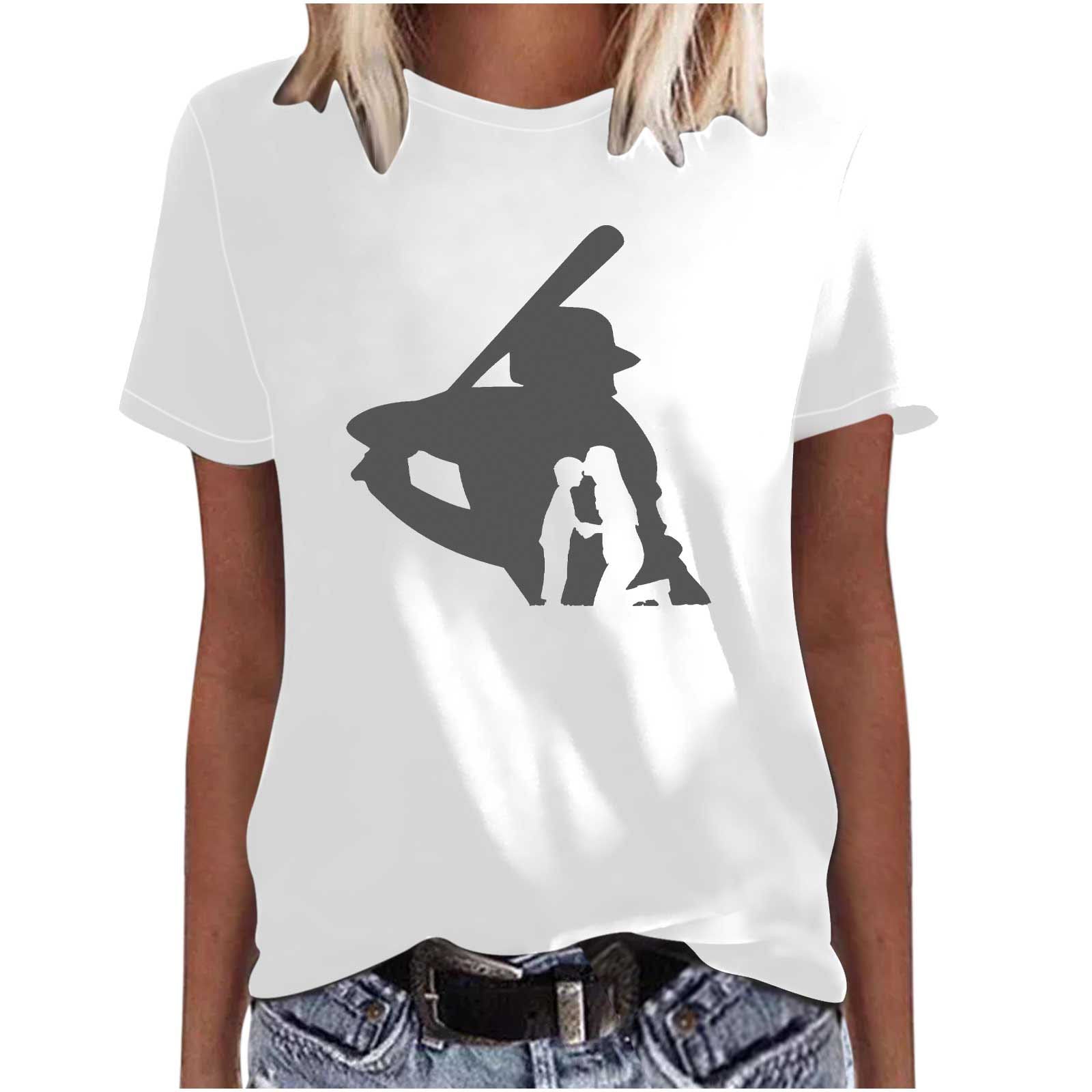 Mother's Day Baseball Women's Various Styles Loose-fitting Pullover Round-neck Short-sleeved T-shirt - Fashionner