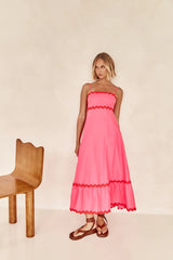 New Suspender Long Dress Summer Fashion Solid Color Wave Pattern Printed Beach Dresses For Womens Clothing - Fashionner