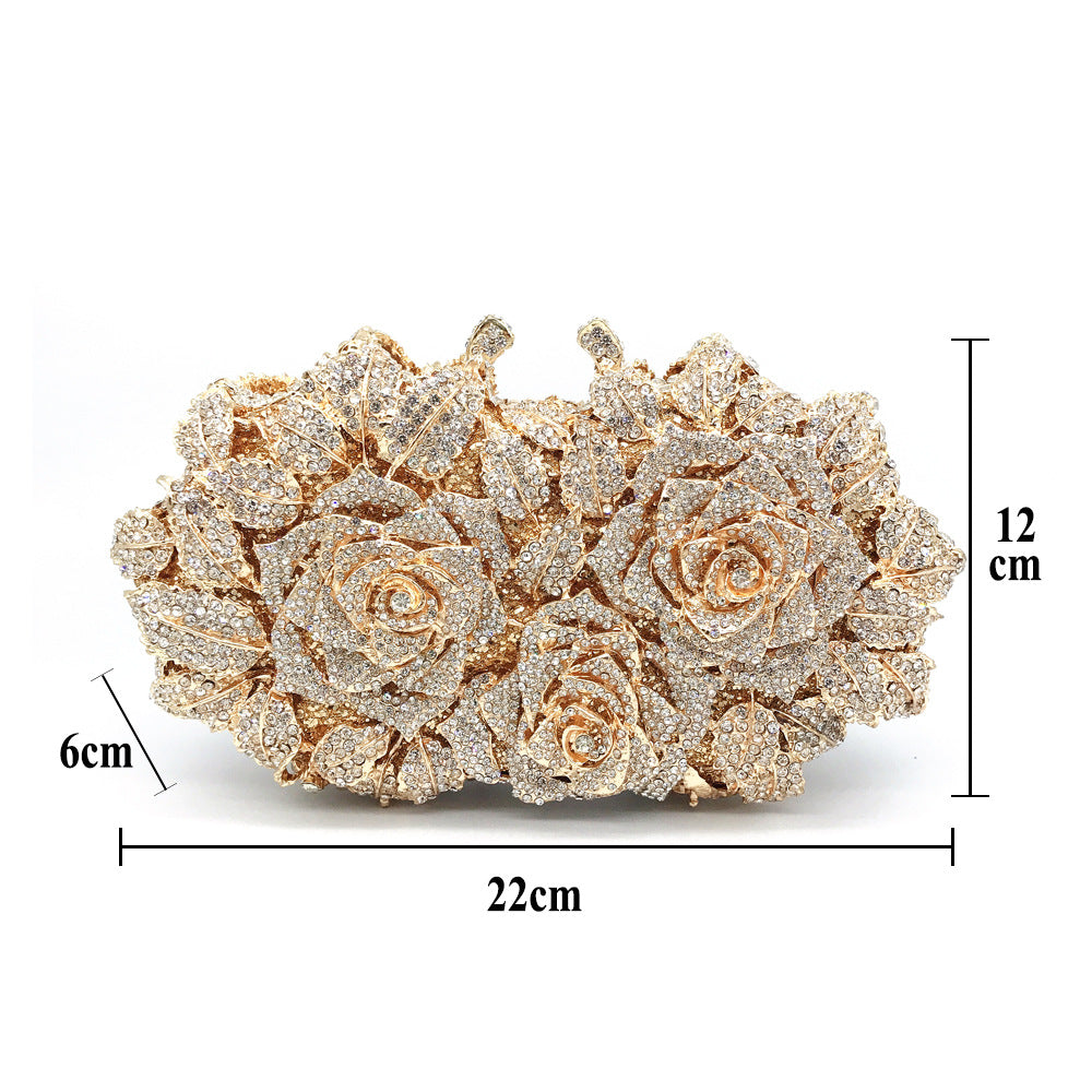 Hollow Rose Diamond Dinner Bag - Fashionner