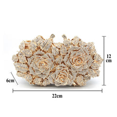 Hollow Rose Diamond Dinner Bag - Fashionner