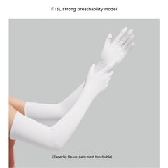 Nylon Ice Silk Long Sun Protection Ice Sleeve Gloves Women's UV Protection Sleeves Sun Protection Summer Long Arm Guard