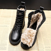 Winter All-matching Flat Bottom Thickened Booties Cotton-padded Shoes With Velvet - Fashionner