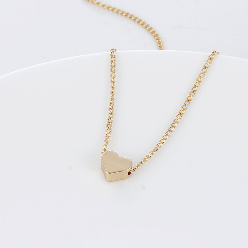 Simple Fashion Gold Color Double-sided Love Pendant Necklaces Clavicle Chains Necklace Women Jewelry Valentines Day Gift - Fashionner