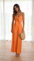 Tied Spaghetti-strap Trendy Jumpsuit - Fashionner