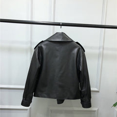 Women's Short Loose Small Leather Jacket - Fashionner