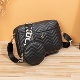 Wave Pattern Ribbon Cross Body Camera Bag - Fashionner