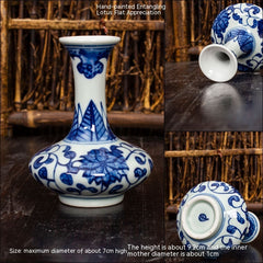 Jingdezhen Ceramic Small Vase Hydroponic Antique Shelf Ornament Hand-painted Blue And White Porcelain Bottle Souvenirs