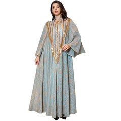 Festival Evening Dress Arabic Dubai Mesh Embroidered Sequins Robe Middle East - Fashionner