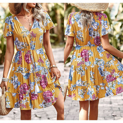 Women Summer Casual Printed Maxi Dress Party Evening Dresses - Fashionner
