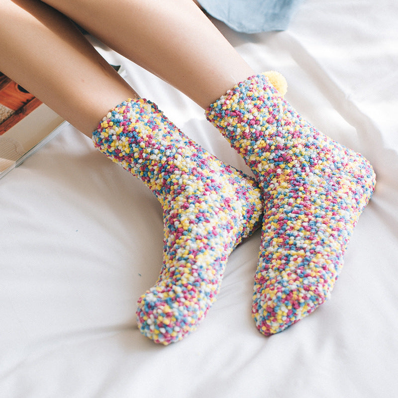 Thickened Fleece-lined Confinement Coral Fleece Sleeping Wear Warm Terry Sleeping Socks - Fashionner